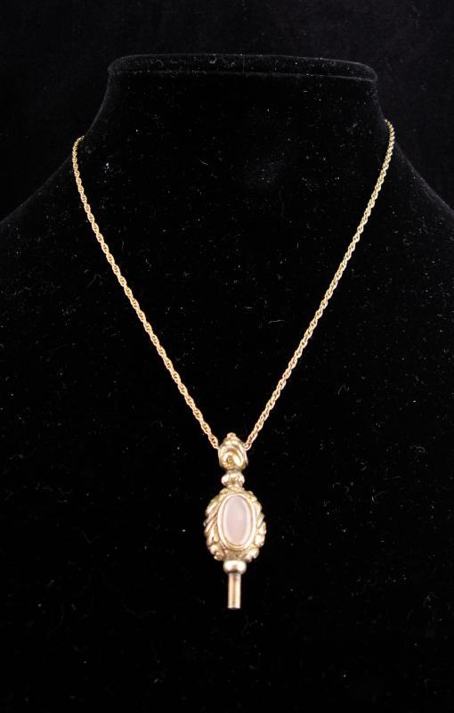 Antique Victorian Fob / 1/20th 12kt gold filled chain / victorian necklace / Pocketwatch key / carnelian and sardonyx fob