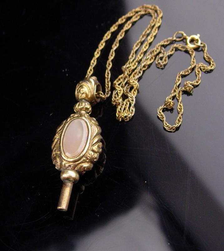 Antique Victorian Fob / 1/20th 12kt gold filled chain / victorian necklace / Pocketwatch key / carnelian and sardonyx fob