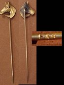 Antique gold Victorian ruby horse head stickpin
