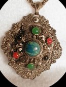 1920's vintage Gemstone ORnATE Necklace
