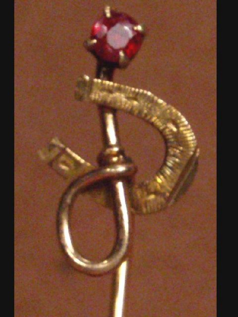 Antique 14kt GOLD RUBY Equestrian STICKPIN