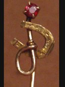 Antique 14kt GOLD RUBY Equestrian STICKPIN
