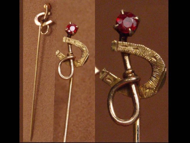 Antique 14kt GOLD RUBY Equestrian STICKPIN