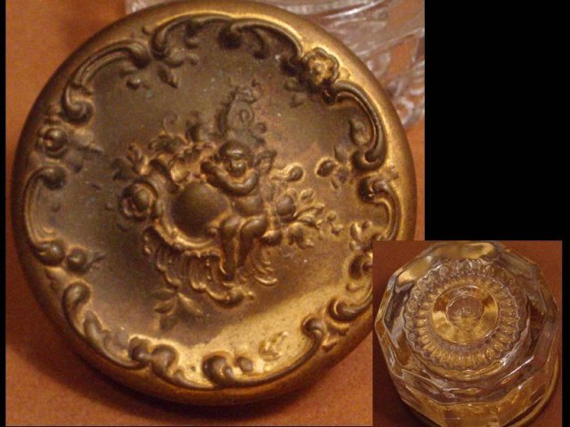 French Ormolu repousse Cherub Glass Vanity box