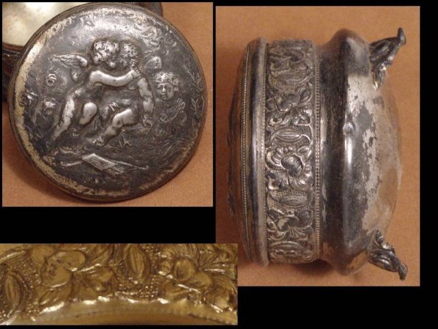 Apollo SILVER CHERUB 19th century Footed vanity