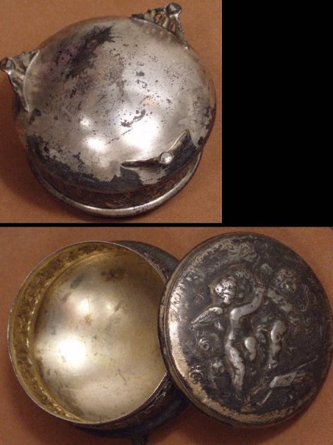 Apollo SILVER CHERUB 19th century Footed vanity