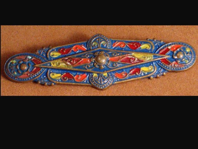 Antique EGYPTIAN REVIVAL ENAMEL Vintage BROOCH