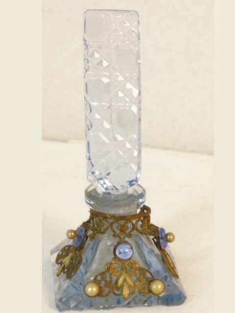 1900 CZECH Hand CUT brass filigree perfume