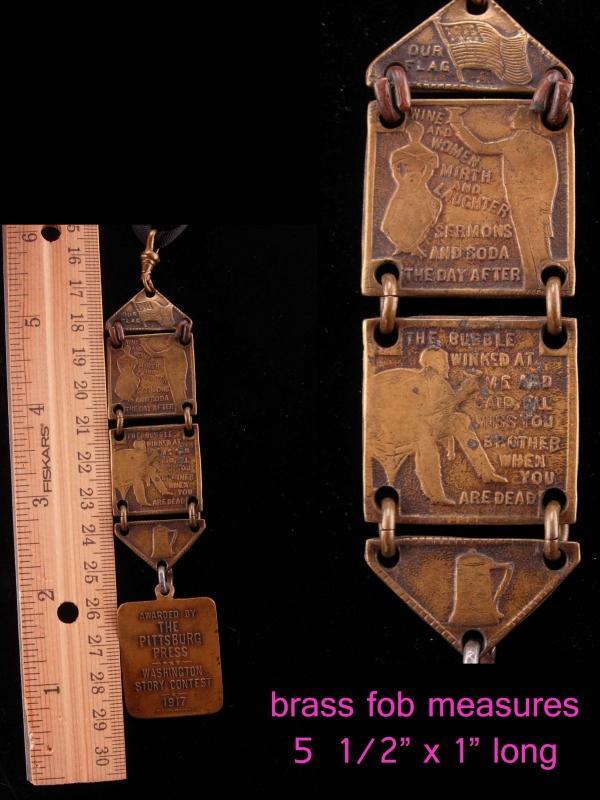 Antique 1917 watch fob / victorian necklace / Pittsburgh Press / george washington / Washington Story Contest / newspaper reporter gift