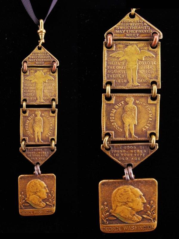 Antique 1917 watch fob / victorian necklace / Pittsburgh Press / george washington / Washington Story Contest / newspaper reporter gift