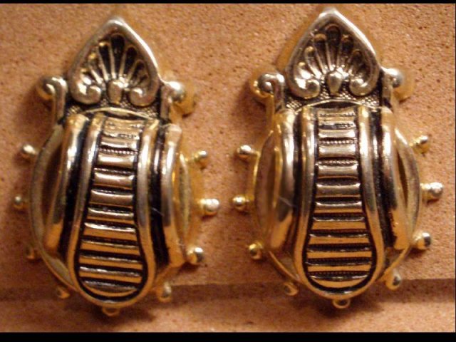 Fancy Ornate Victorian enamel Buckle earrings