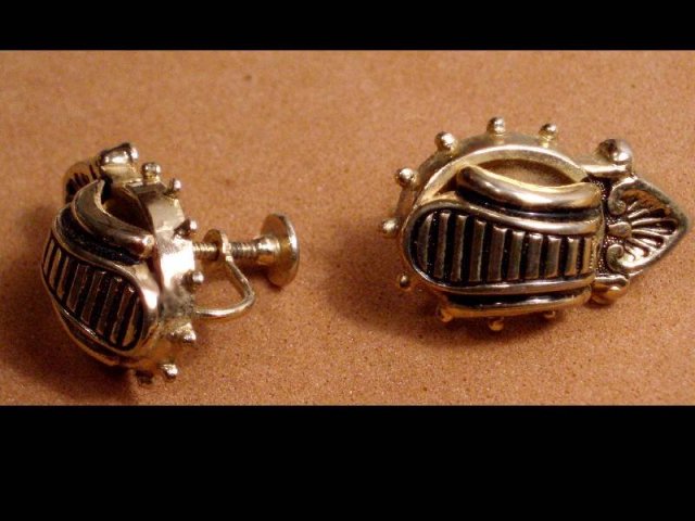 Fancy Ornate Victorian enamel Buckle earrings