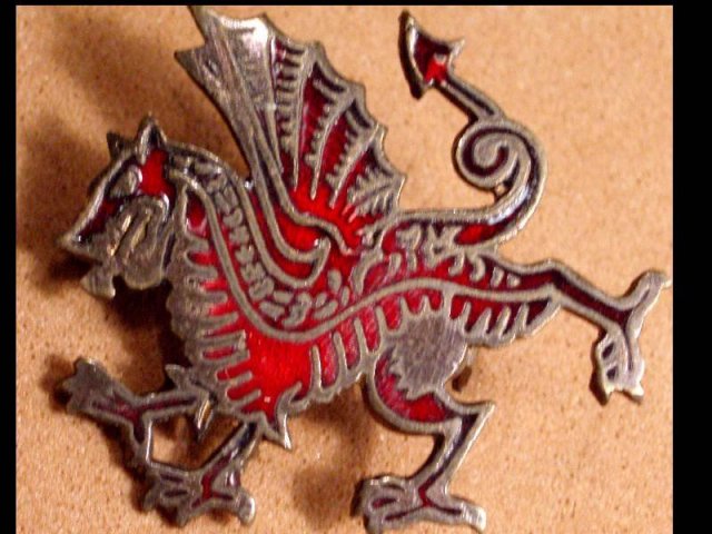 Bizarre Dragon Mythological ENAMEL GOTHIC old Brooch