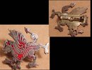Bizarre Dragon Mythological ENAMEL GOTHIC old Brooch
