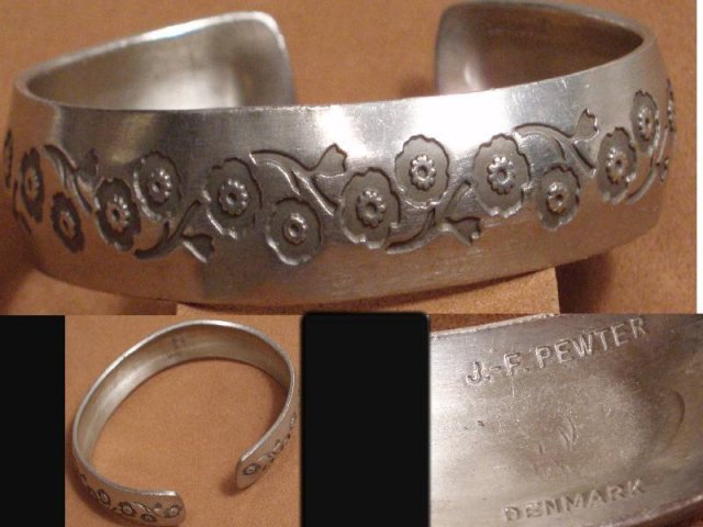 SIGNED DENMARK FLoral CUFF Bracelet