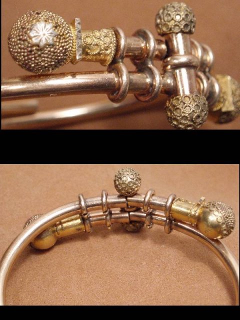 Antique 1882 9KT rose Gold bracelet Victorian ETRUSCAN Ball Bypass hinged march21 estate jewelry