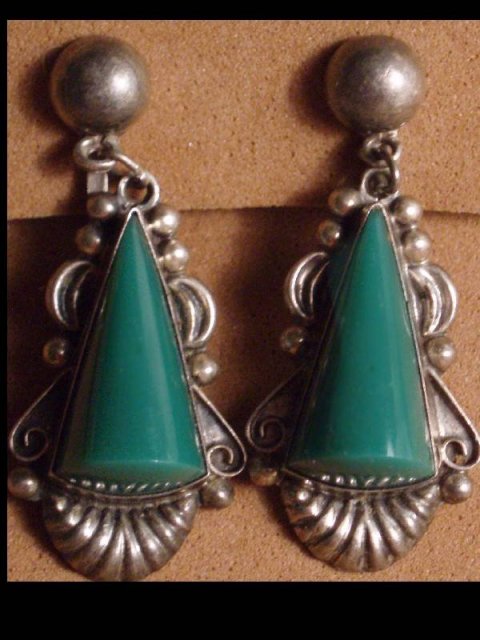 DECO sterling Onyx large dangle drop earrings