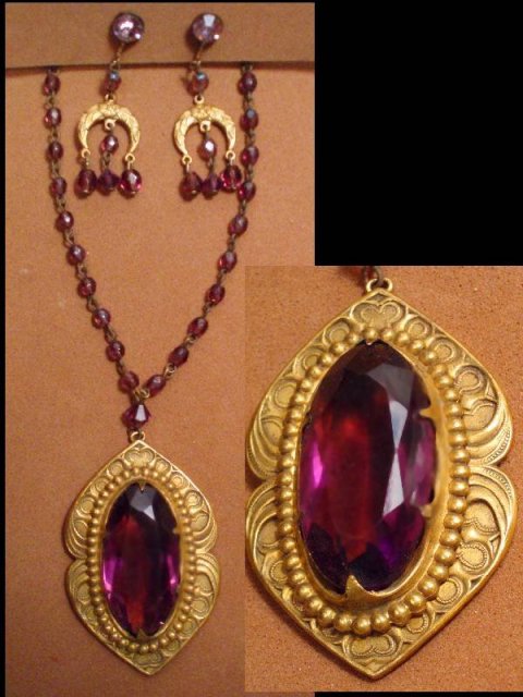 Victorian NECKLACE chandelier purple amethyst jewelry