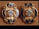 Vintage Enamel Brilliant Rhinestone earrings