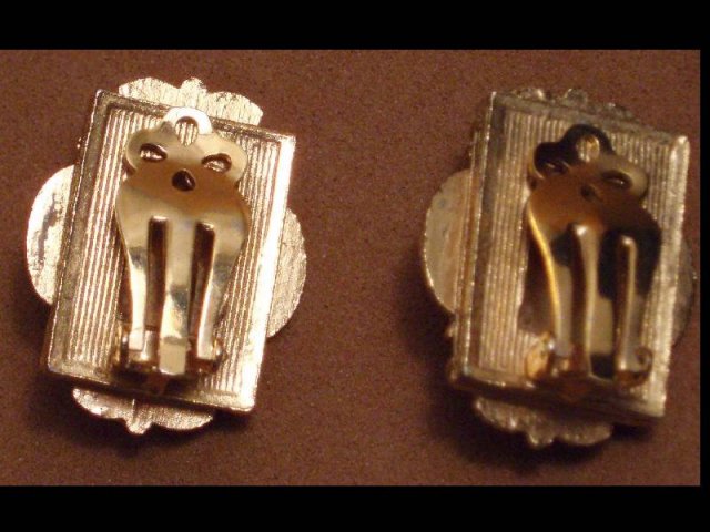 Vintage Enamel Brilliant Rhinestone earrings