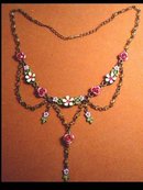 Enamel FLORAL Edwardian style jeweled necklace