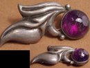 1940 Amethyst Sterling Mexican modernist BROOCH