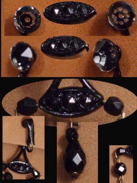 Vintage DECO BLACK Chandelier DROP JET Glass