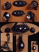 Vintage DECO BLACK Chandelier DROP JET Glass