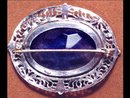 LARGE VINTAGE DECO BLUE JEWELED BROOCH STUNNING