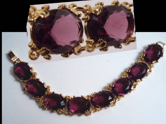STUNNING Purple GLASS LARGE JEWEL Bracelet