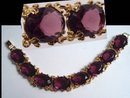 STUNNING Purple GLASS LARGE JEWEL Bracelet