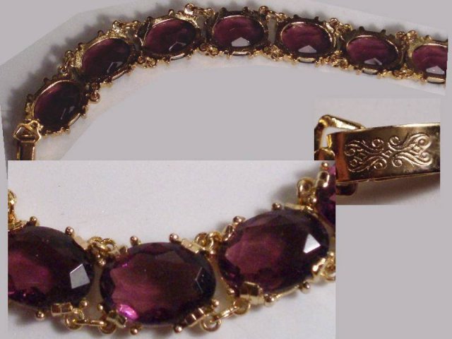 STUNNING Purple GLASS LARGE JEWEL Bracelet