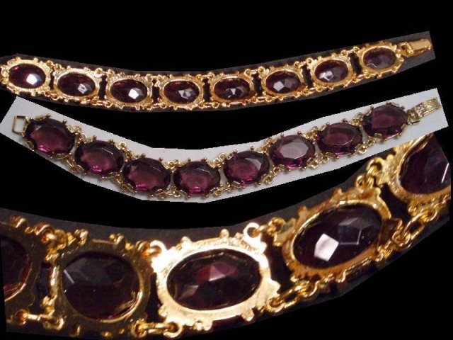 STUNNING Purple GLASS LARGE JEWEL Bracelet