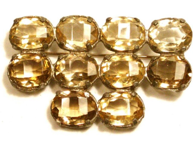 Magnificent HUGE Citrine DECO open back Brooch