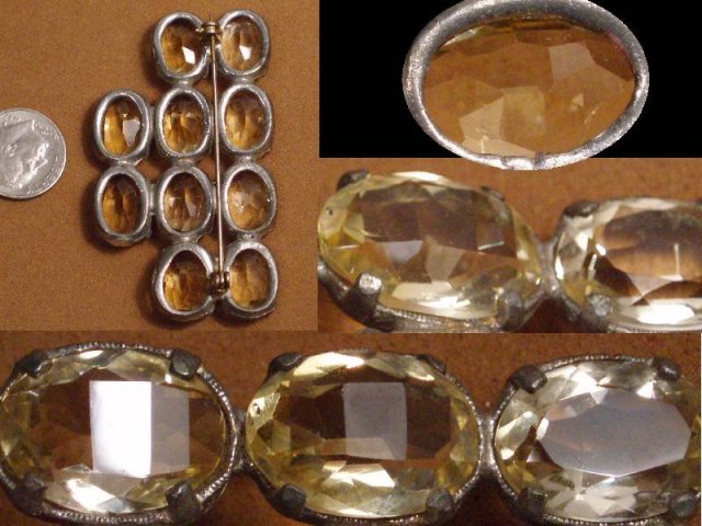 Magnificent HUGE Citrine DECO open back Brooch