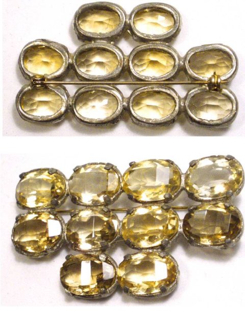 Magnificent HUGE Citrine DECO open back Brooch