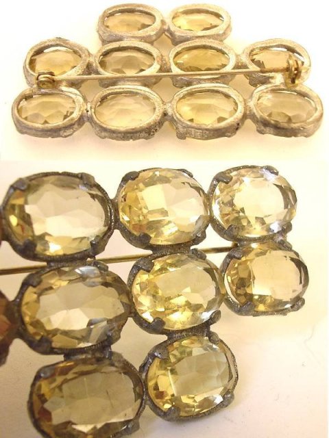 Magnificent HUGE Citrine DECO open back Brooch