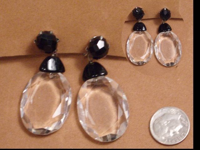 LARGE Sparkling DECO DROP GLASS Earrings screw on