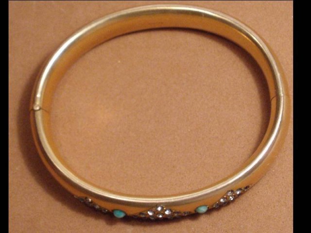 Vintage Edwardian Bracelet 9KT GOLD filled Turquoise and paste stones
