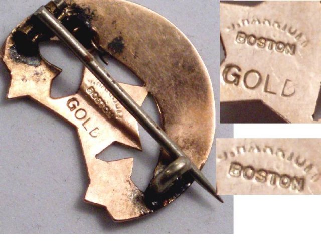 late 1800's SOlid rose GOLD Masonic moon brooch