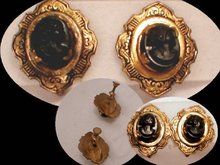 Victorian MOURNING cameo enamel earrings
