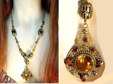 Vintage NICE Enamel Czech GLASS NECKLACE