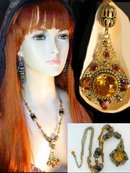 Vintage NICE Enamel Czech GLASS NECKLACE