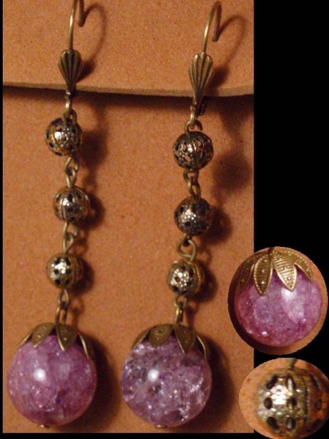 ART DECO Genuine amethyst DROP earrings