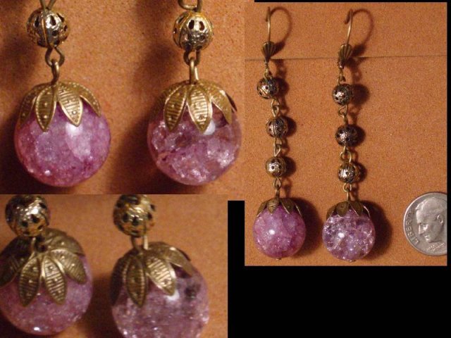 ART DECO Genuine amethyst DROP earrings