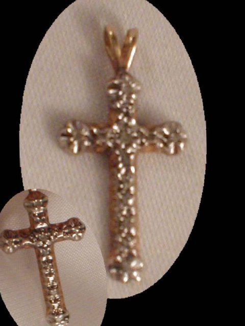 Edwardian genuine DIAMOND 10kt GOLD CROSS