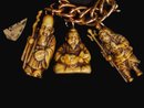 6 JAPANESE Gods jade BIG figural charm
