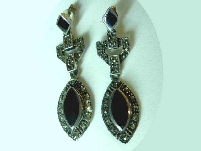 Deco STERLING Marcasite DROP earrings
