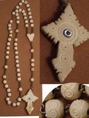 French Ivory Bone STANHOPE ROSARY Cross Carved