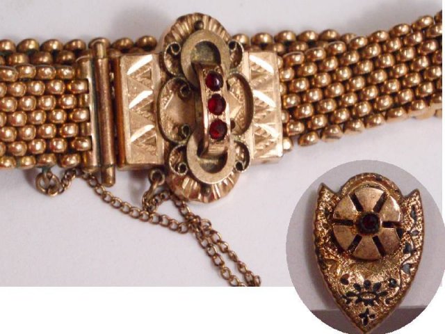 Victorian 10kt rose gold garnet slide bracelet Earrings